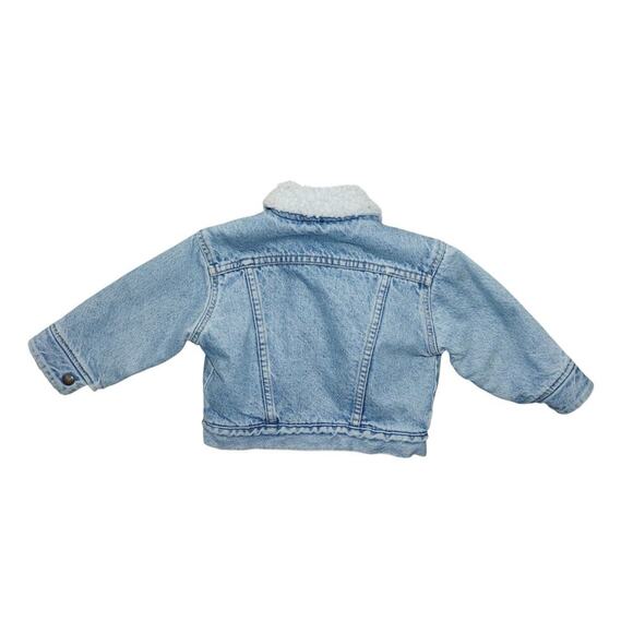 Vintage Levi’s Kids Sherpa Denim Jacket 3T Orange Tab Trucker Jean Coat - Picture 5 of 5
